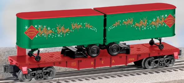 Lionel 6-39477 O Christmas Flatcar w/Reindeer Trailers
