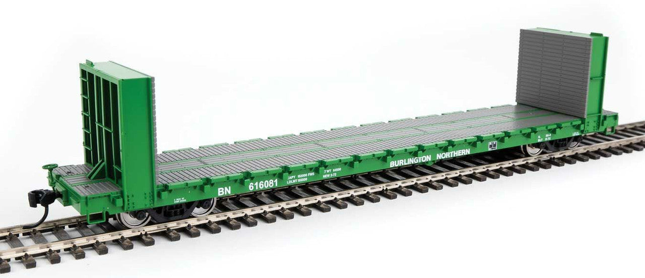 Walthers 910-5864 HO BN RTR 60' Pullman-Standard Bulkhead Flatcar #616081