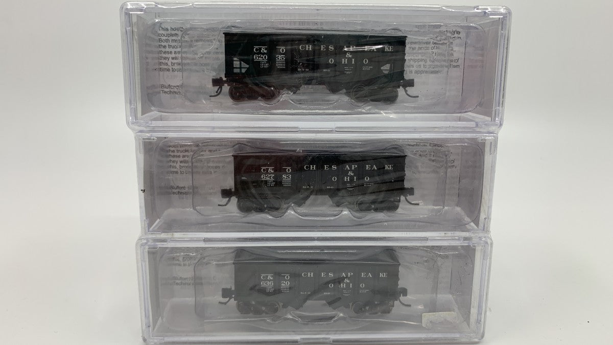 Bluford Shops 62013 N C&O USRA 30' 6" 2-Bay Panel-Side Hopper w/Load (Set of 3)
