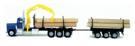 Herpa 6394 HO Super-Duty Tri-Drive Logging Truck with Trailer, Hoist, and Load