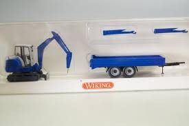 Wiking 6584036 HO Mini-Bagger Vehicle With Trailer