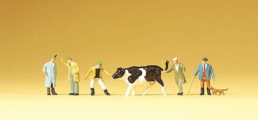 Preiser 79080 N Cattle at Market Figures (Set of 7)