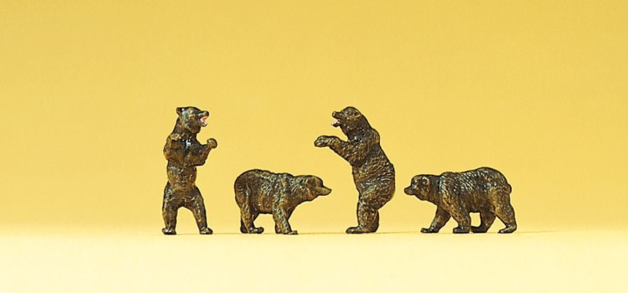 Preiser 79717 N Animals Brown Bear Figures (Set of 4)