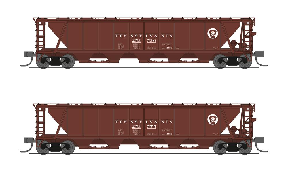 Broadway Limited 7251 N PRR H32 Covered Hopper #253620, #253743 (Set of 2)