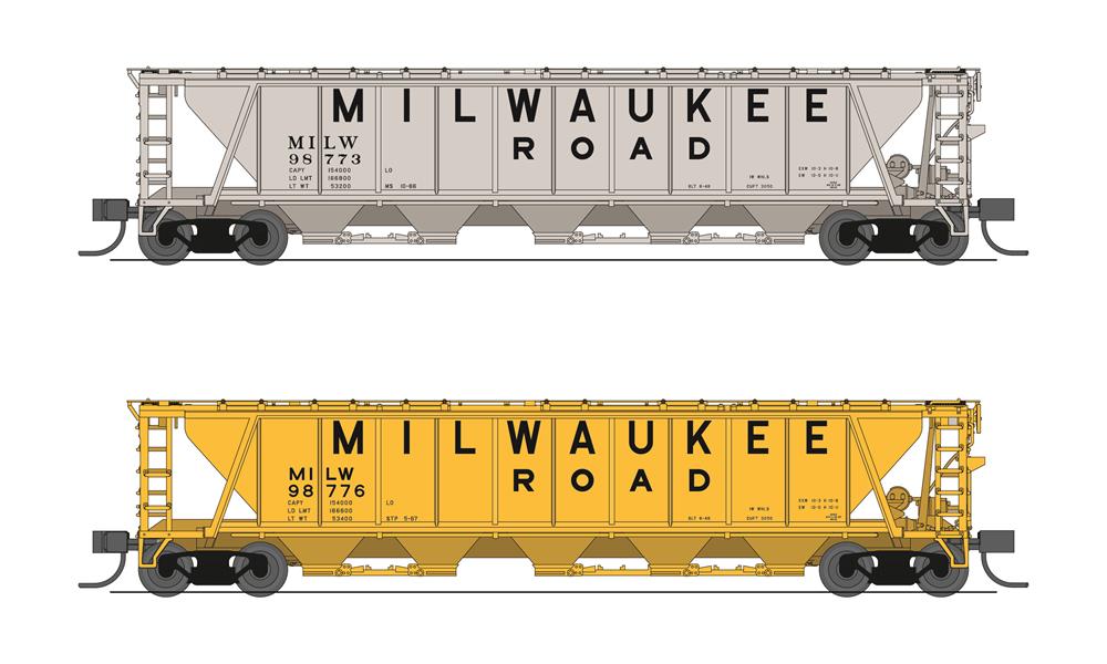 Broadway Limited 7262 N Milwaukee H32 Covered Hopper #98773, #98776 (Set of 2)