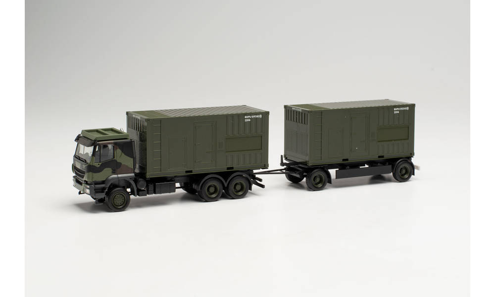 Herpa 746847 HO German Army - Iveco Trakker Container Truck and Trailer