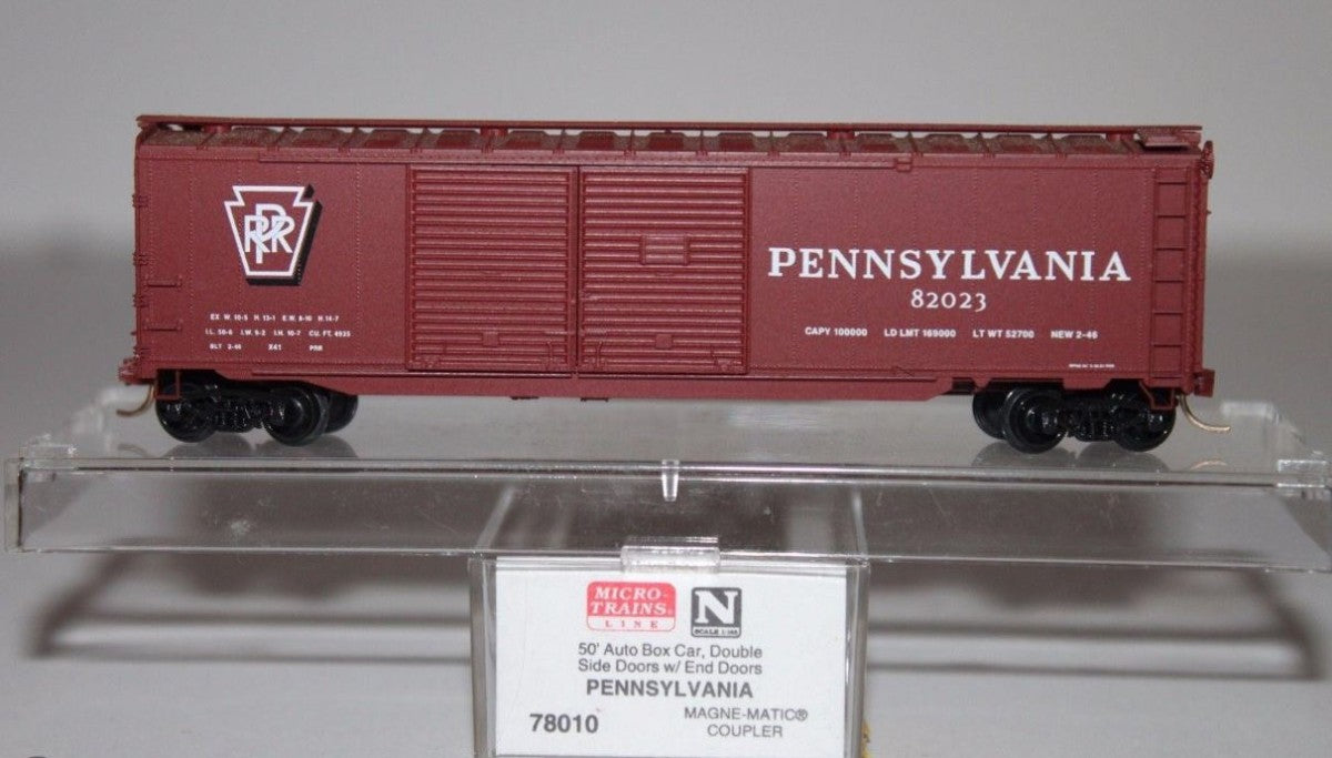 Micro-Trains 07800010 N Scale PRR 50' Double Side Door Auto Boxcar #82023