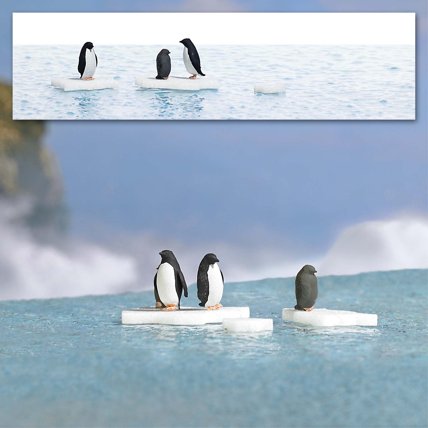 Busch 7923 HO Penguins on Ice Floes Action Set