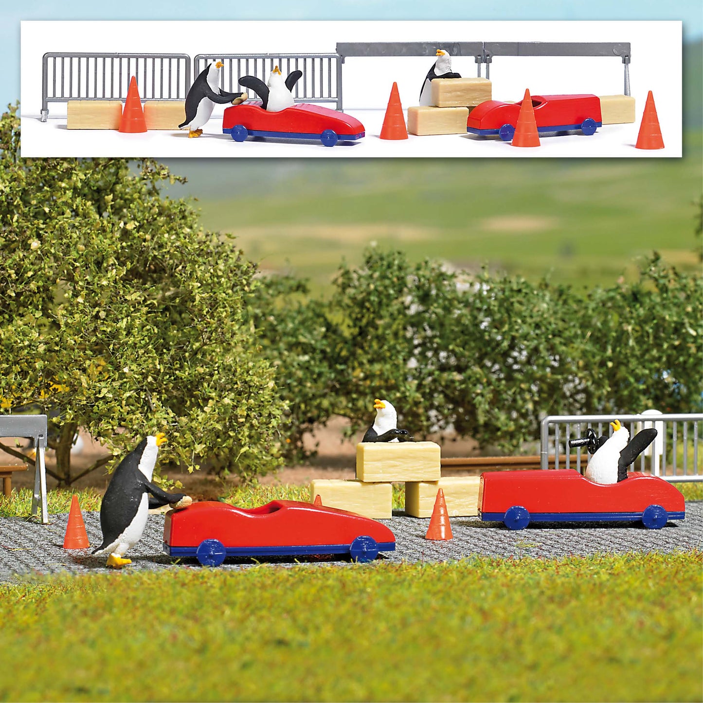 Busch 7924 HO Penguins Soapbox Race Action Set