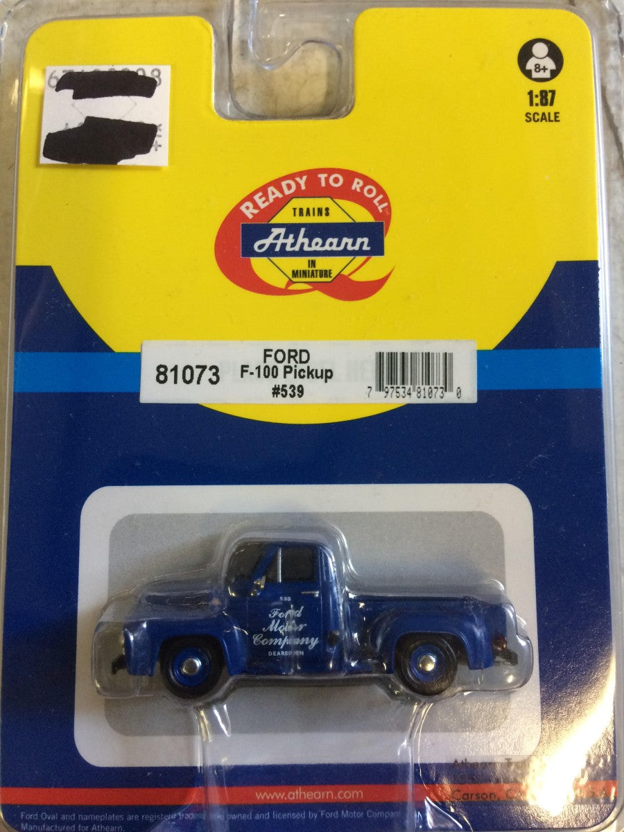 Athearn 81073 1:87 HO RTR Blue 1955 Ford F-100 Pickup Truck