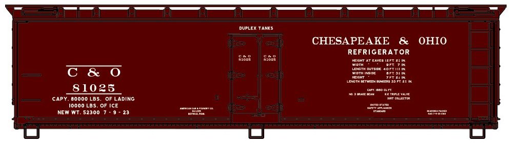 Accurail 81563 HO Chesapeake & Ohio 40' Wood Reefer Kit #81025