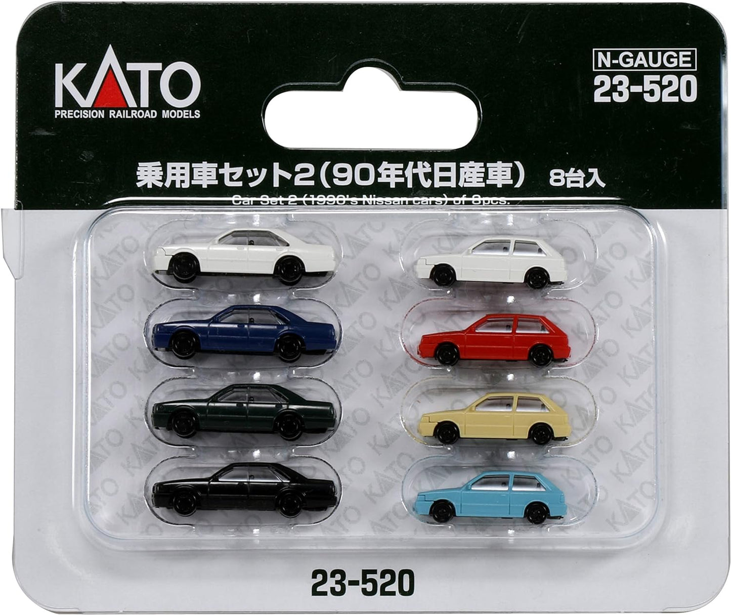 Kato 23-520 N Painted/Unlettered 1990s Nissan Vehicle (Pack of 8)