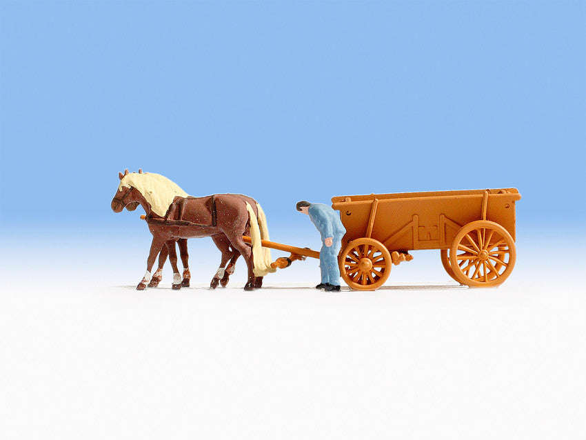 Noch 16703 HO Hay Wagon w/Horses & Figure