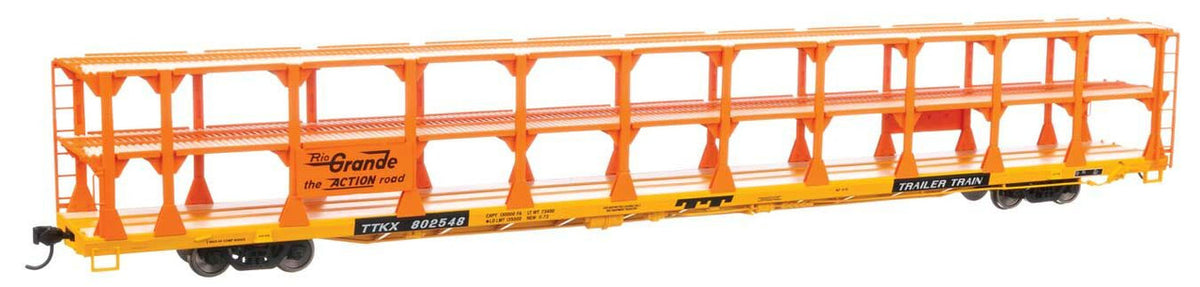 Walthers 910-8205 HO DRGW 89' Flatcar w/Tri-Level Open Auto Rack #802548 - RTR