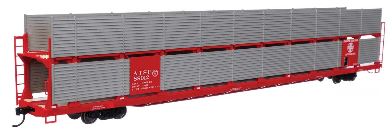 Walthers 910-8102 HO ATSF 89' Flatcar w/ Bi-Level Shielded Auto Rack RTR #88012
