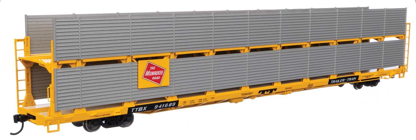 Walthers 910-8120 HO MILW 89' Flatcar w/ Bi-Level Shielded Auto Rack RTR #941689
