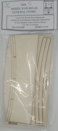 The Model Railroad General Store 9110R O Laser Cut Wood Street Ramp for Lionel