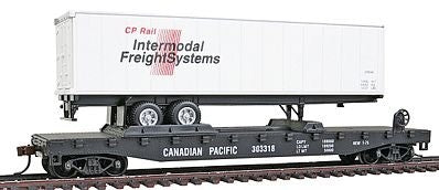 Model Power 98354 HO Canadian Pacific 51' Heavyweight Flatcar w/40' Trailer
