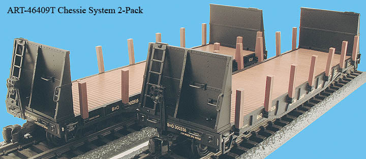 Aristo-Craft 46409T Chessie Flat Car Set w/Pipe Load