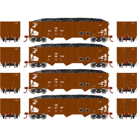 Athearn 15151 HO Conrail RTR 40' 3-Bay Ribbed Hopper with Load (Pack of 4)