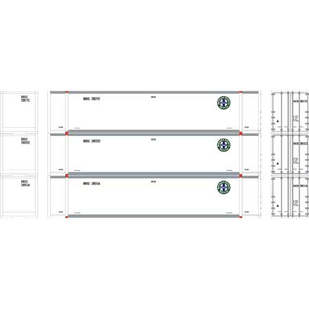 Athearn 17303 N BNSF 48' Container #2 (Pack of 3)