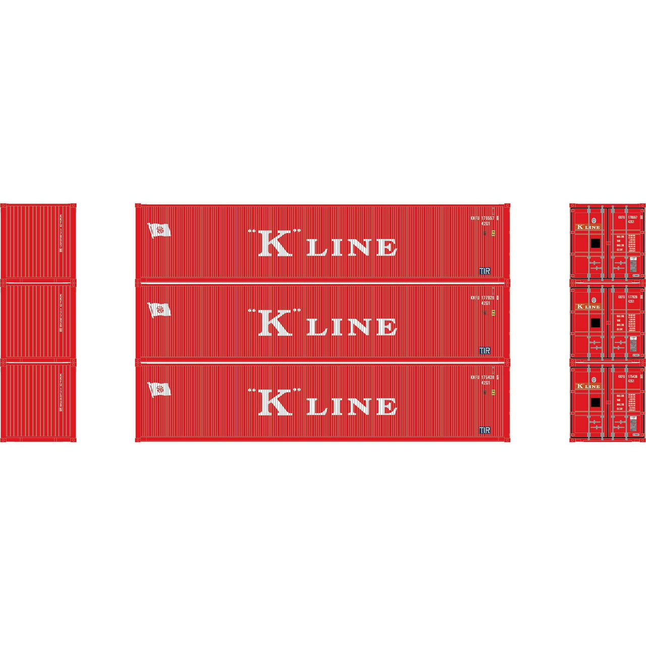 Athearn 27054 HO K-Line 40' Corrugated Low-Cube Container # 2 (Pack of 3)