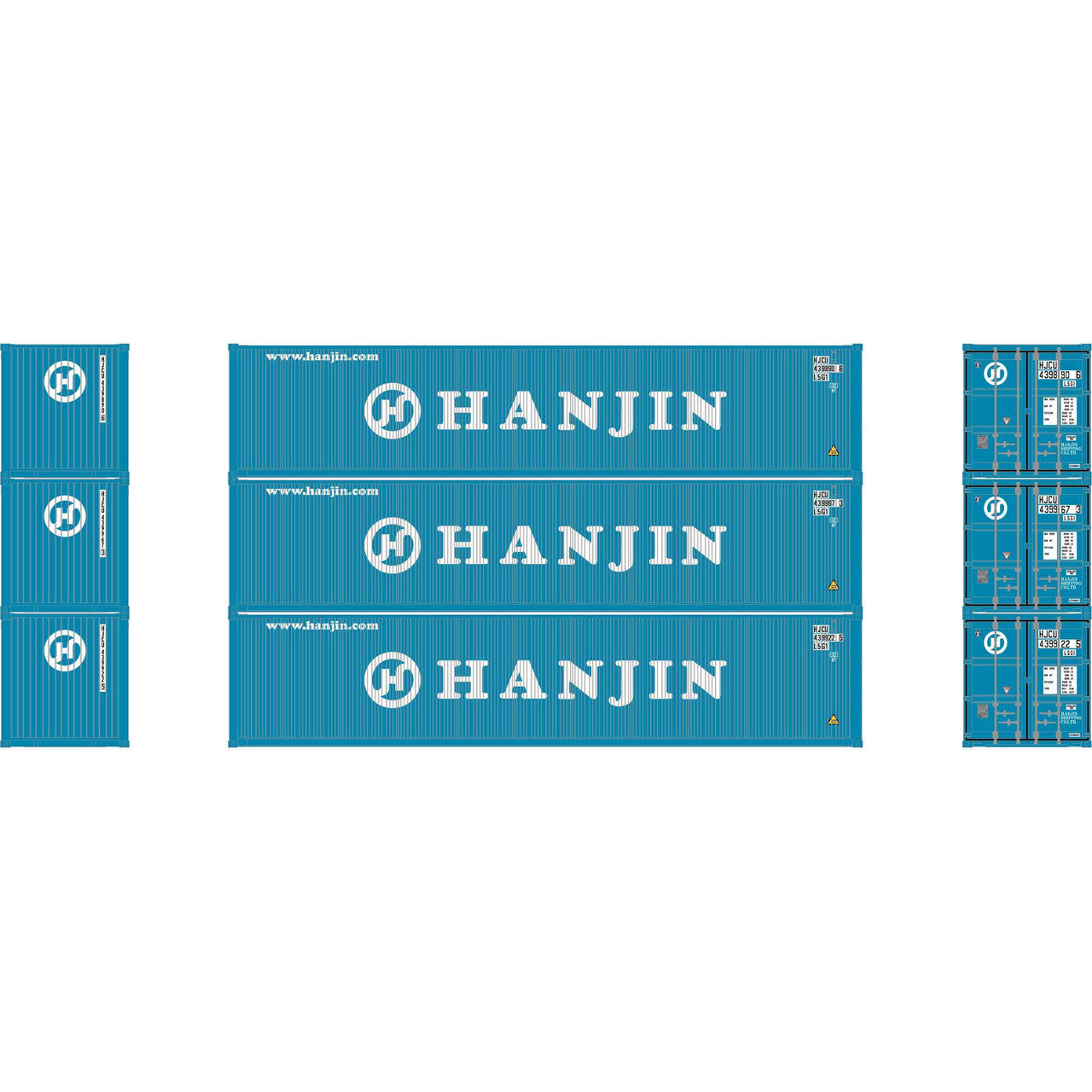 Athearn 27062 HO Hanjin 40' Corrugated Low-Cube Container #1 (Pack of 3)
