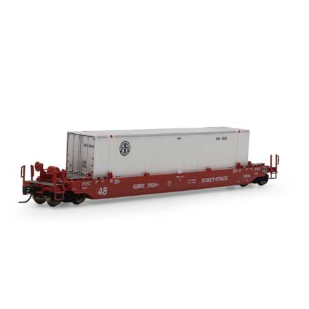Athearn 3293 N GBRX/BNSF 48' Husky Stack Well Car #2424-280281