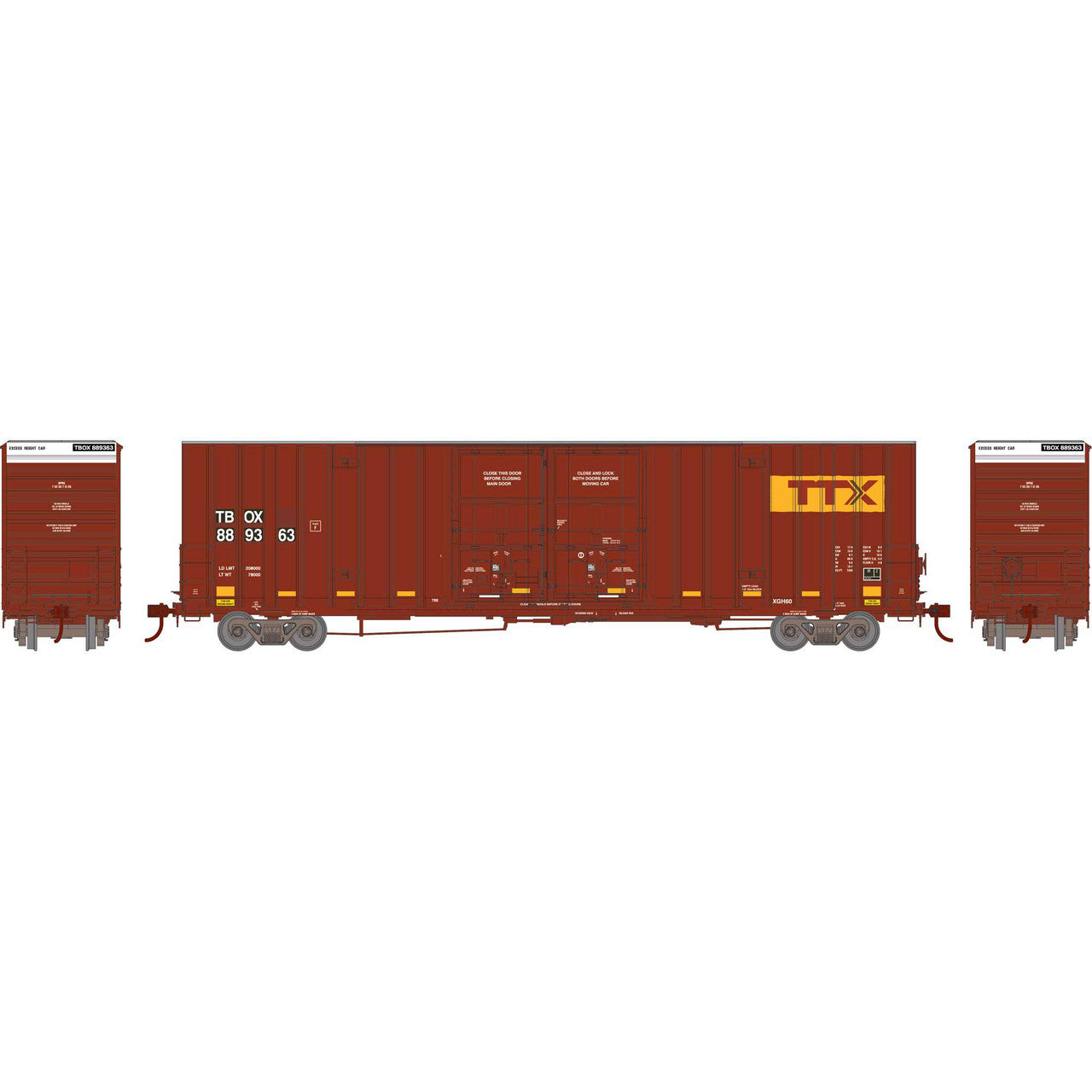 Athearn 75299 HO TBOX/TTX/Patched RTR 60' Gunderson Boxcar #889363