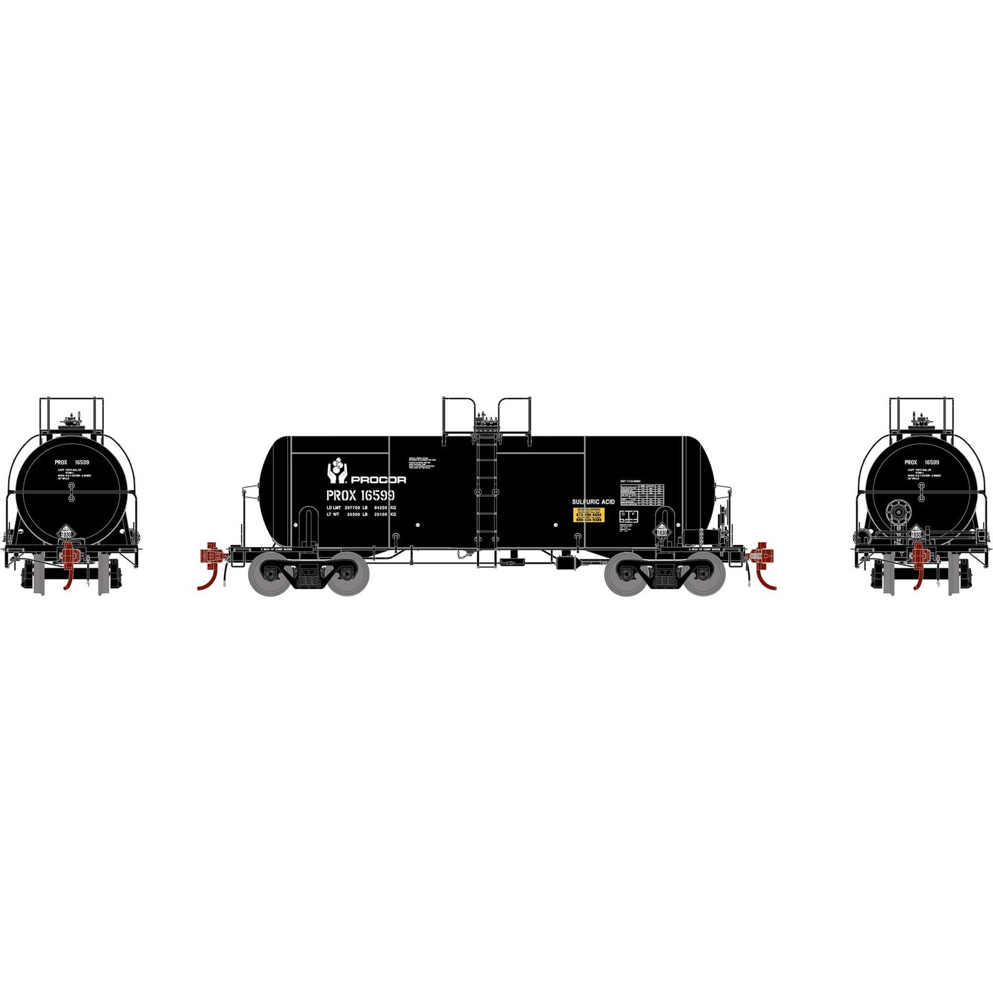 Athearn G25757 HO PROX Black 13,600-Gallon Acid Tank #16599