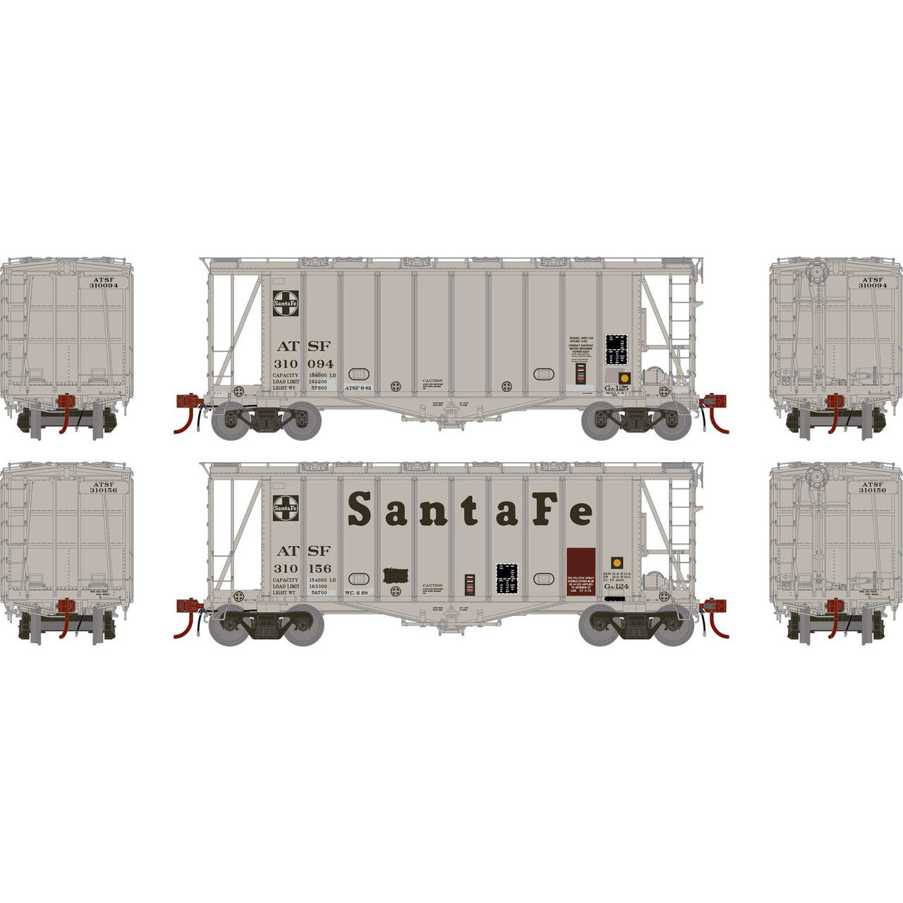 Athearn G87469 HO Santa Fe ATSF GATC 2600 Airslide Hopper (Pack of 2)