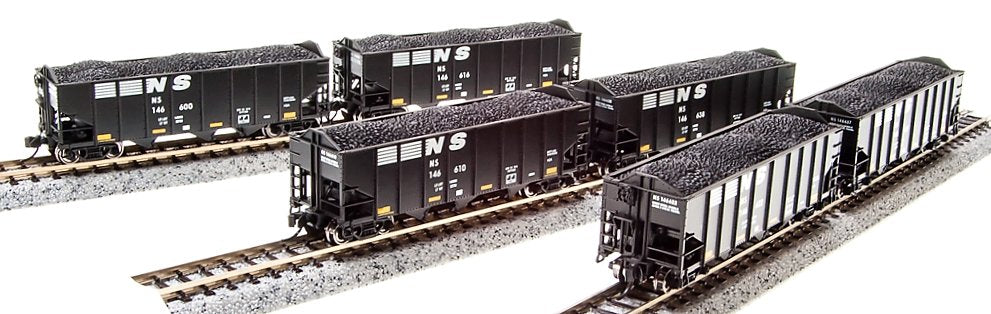 Broadway Limited 3653 N Norfolk Southern 3-Bay Hoppers (Pack of 6)