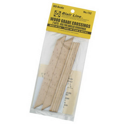 Blair Line 132 HO 2-Lane 4.75" Left Angled Laser-Cut Wood Grade Crossing