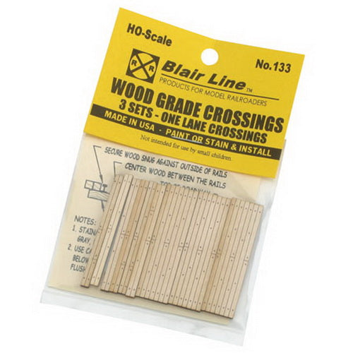 Blair Line 133 HO Laser-Cut 1-Lane 1.75" Wood Grade Crossings (Pack of 3)
