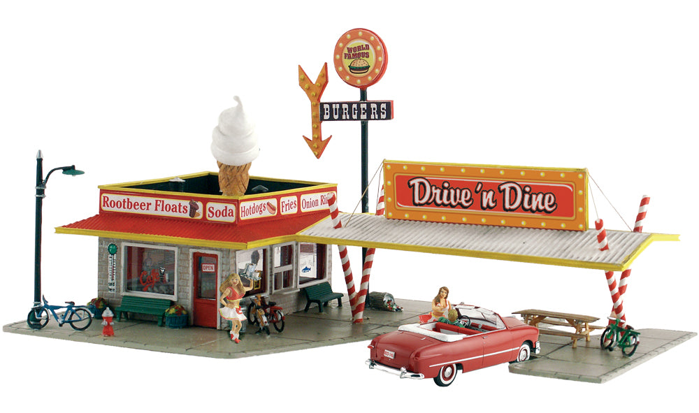 Woodland Scenics BR4929 N Built-&-Ready Drive 'n Dine Building W/LED Lighting