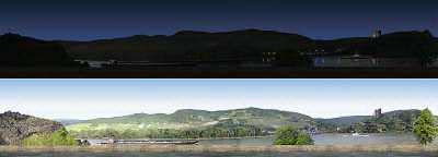 Busch 2876 HO/N/TT Day & Night 198 x 34 cm. Background River Scene