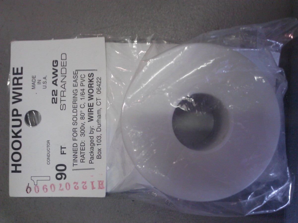 Wire Works 122070909 90 ft White Hook Up 22 AWG 1 Conductor Wire