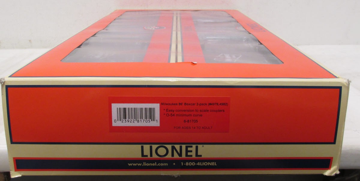 Lionel 6-81705 O Milwaukee Road 86' Hi-Cube Boxcar (Set of 2)