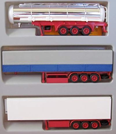 Herpa 7568 HO Semitrailers in Silo Silver, Grey/Blue and White (Set of 3)