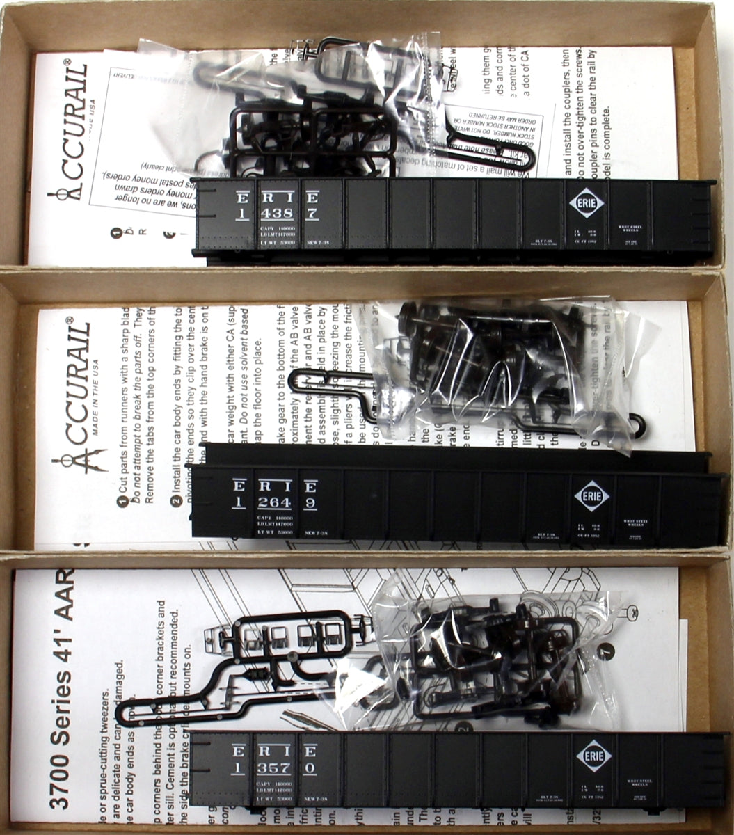 Accurail 37554 HO Scale Erie 41'' Steel Gondola (Set of 3)