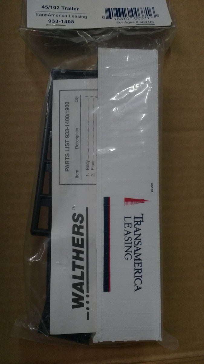 Walthers 933-1408 HO Scale TransAmerica Leasing 45/102 Trailer Kit