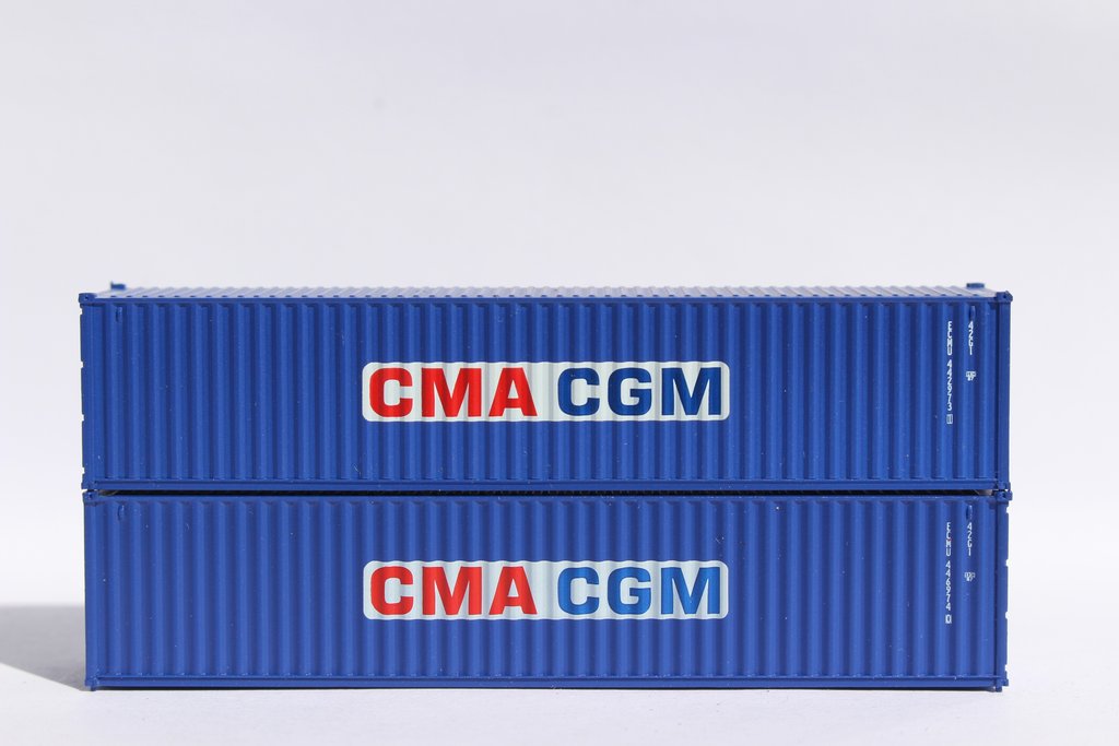 JTC Model Trains 405306 N CMA CGM 40' Standard Corrugated Container (Pack of 2)