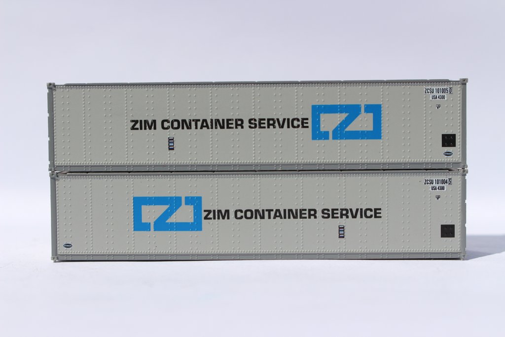 JTC Model Trains 405664 N ZIM 40'' Standard Smooth-Side Container (Pack of 2)