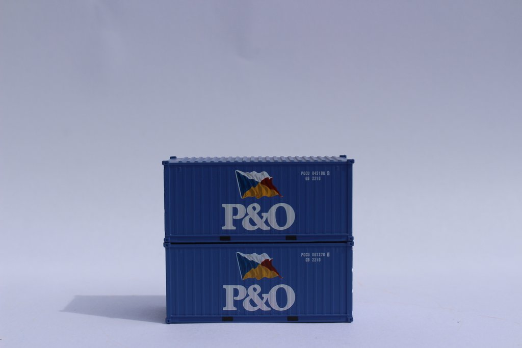 JTC Model Trains 205329 N P&O 20' Standard Height Container (Pack of 2)