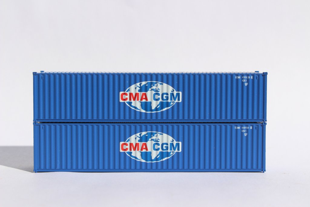 JTC Model Trains 405305 N CMA CGM 40' Standard Corrugated Container (Pack of 2)