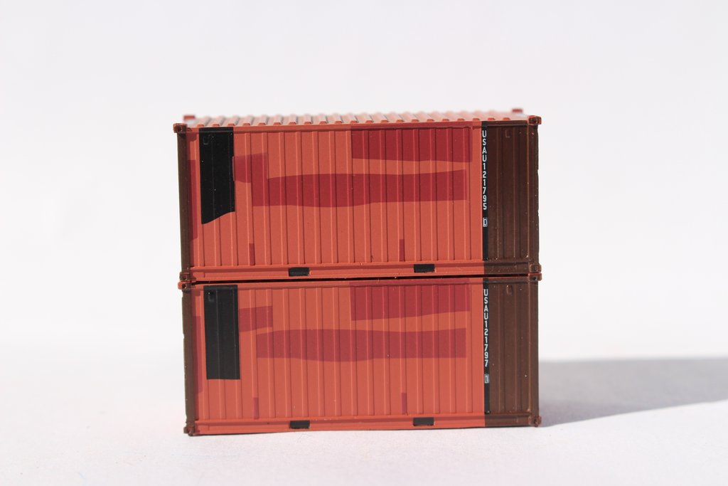 JTC Model Trains 205458 N USAU A 20' Standard Height Container (Pack of 2)