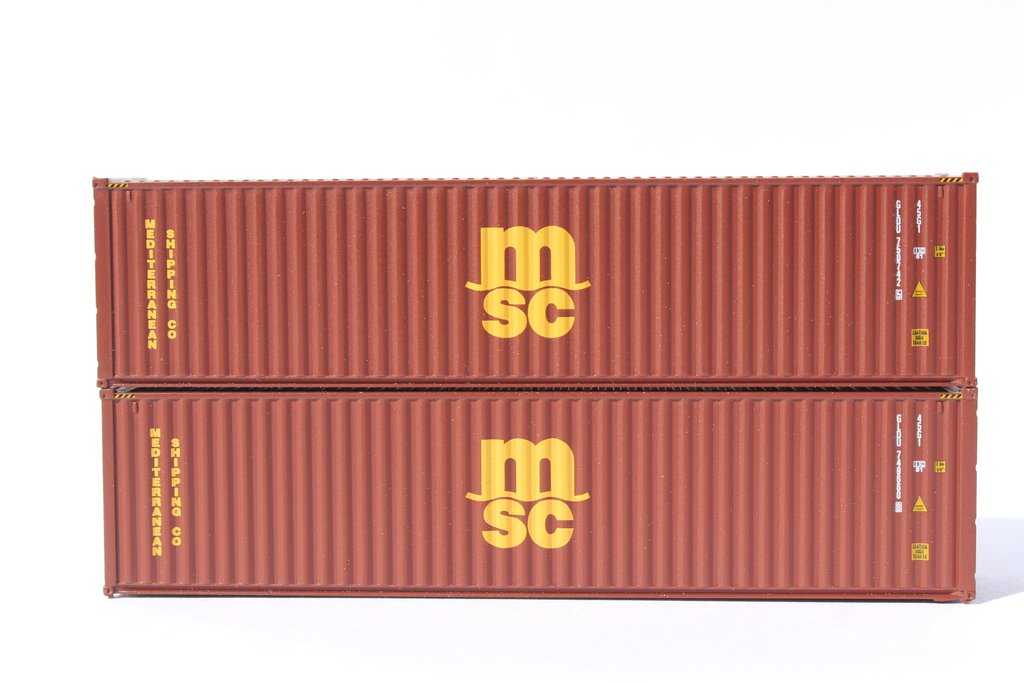 JTC Model Trains 405140 N MSC MEDU 40' Corrugated Side Containers (Pack of 2)