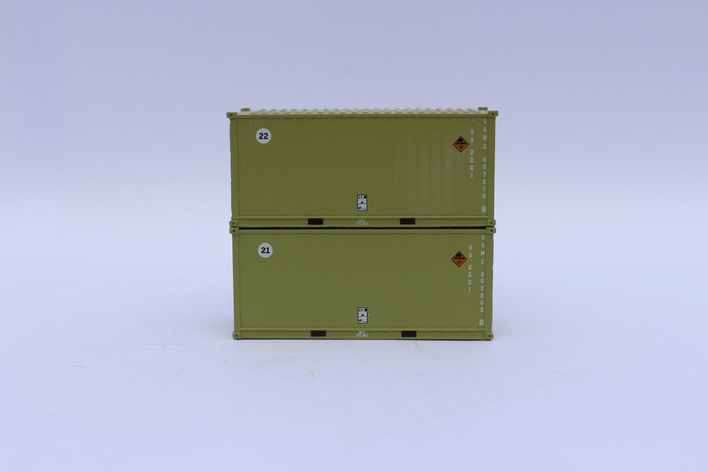 JTC Model Trains 205456 N USMC 20' Corrugated Side Containers (Pack of 2)