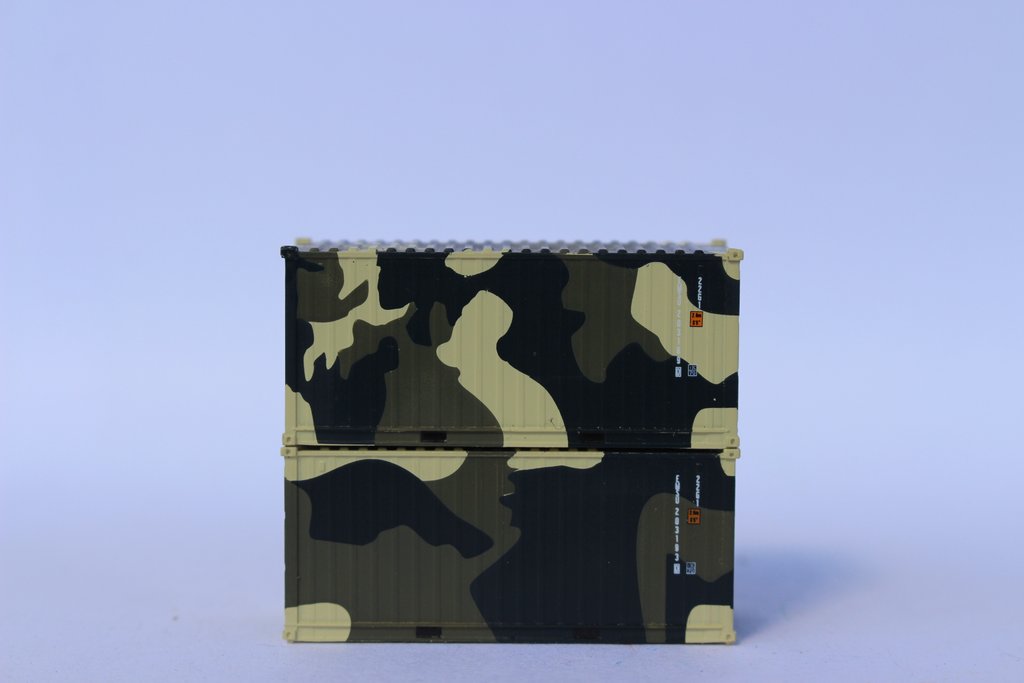 JTC Model Trains 205399 N EMSU CAMO 20' Corrugated Side Containers (Pack of 2)