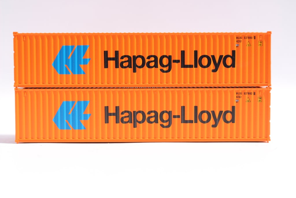 JTC Model Trains 405348 N Hapag-Lloyd 40' Standard Steel Container (Pack of 2)